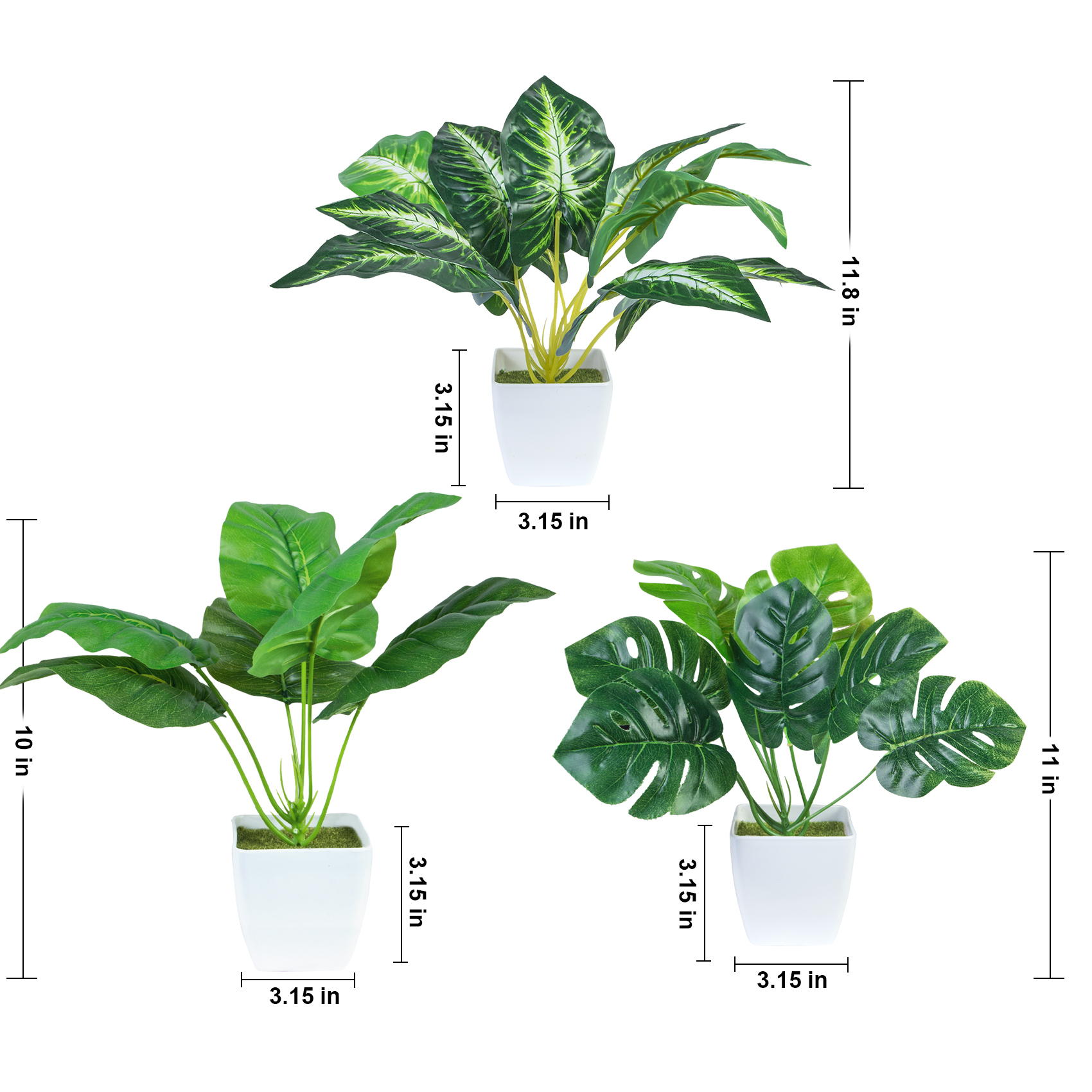 Ouddy Decor 3 Pack Small Fake Plants Artificial Mini Potted Plants Faux Greenery Tabletop Artificial Plants for Desk Shelf Bathroom Office Home Indoor Decor